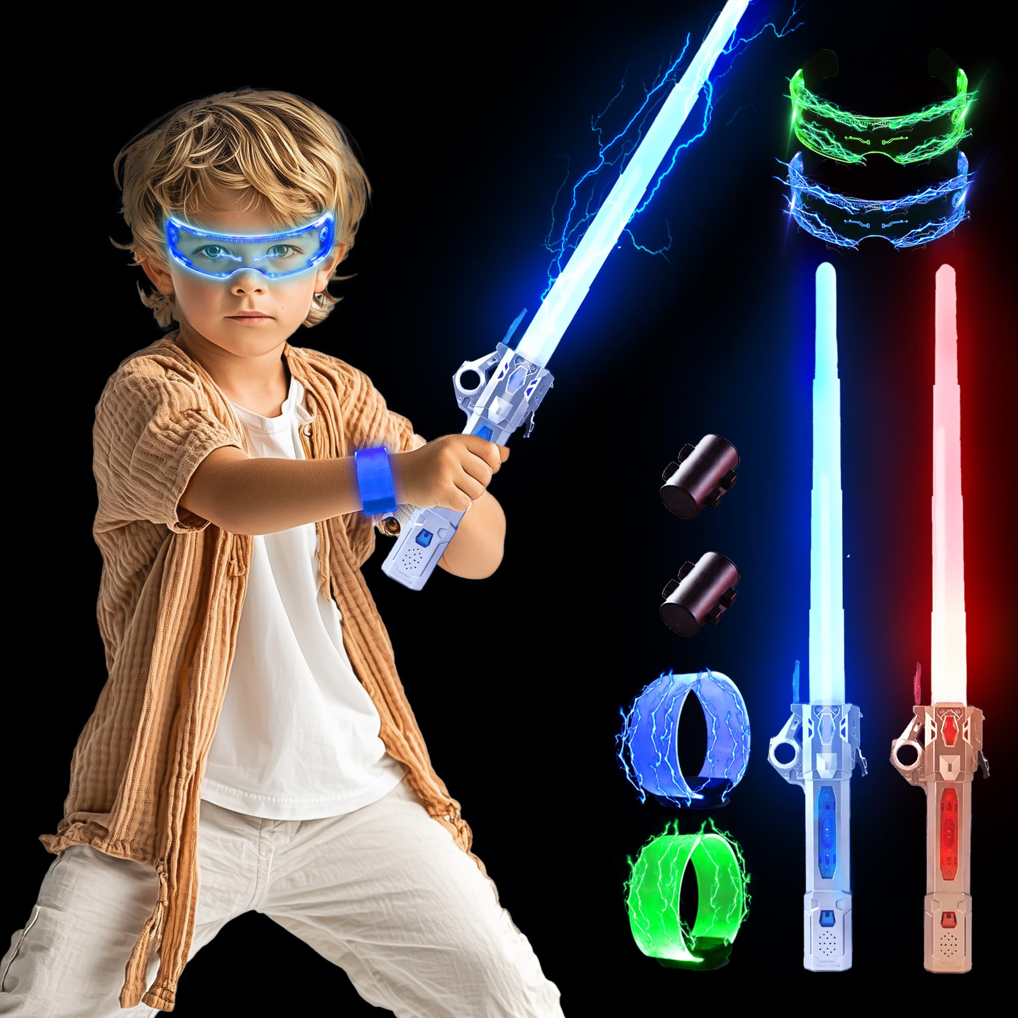 SANCO rechargeable light-up saber set for exciting cosplay and safe glow play