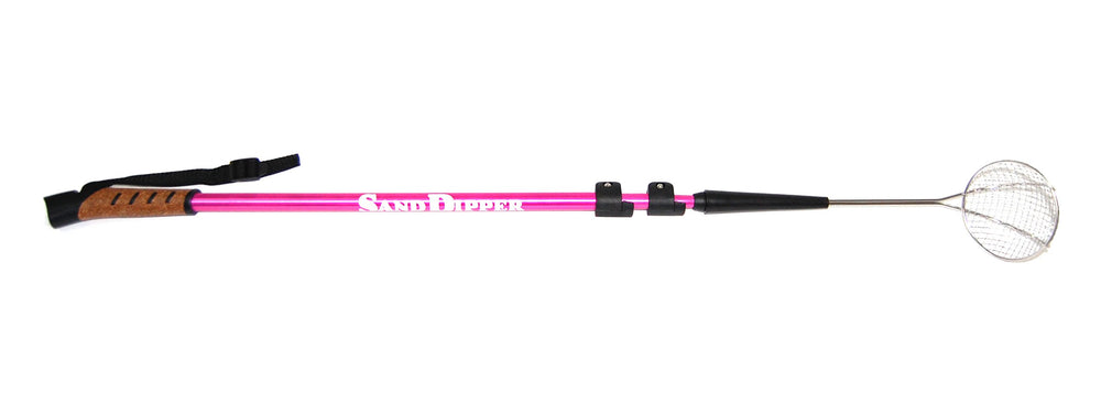 Sand Dipper pink aircraft-grade aluminum pole resists corrosion at the shore.