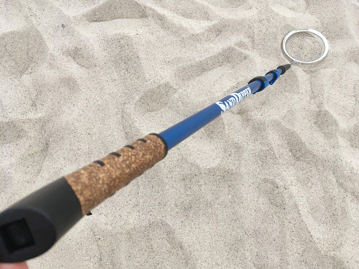 Sand Dipper blue 6in scoop basket for efficient beach treasure hunting