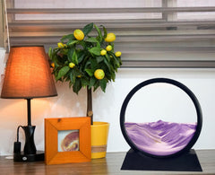 SANDCLE purple liquid motion sand scene provides soothing visuals during work or study