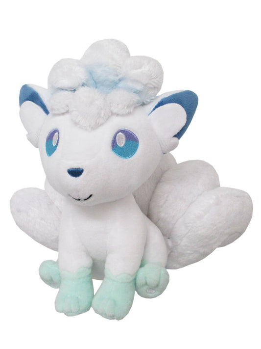 Sanei Alolan Vulpix plush 7-inch close-up shows detailed stitching for collectors