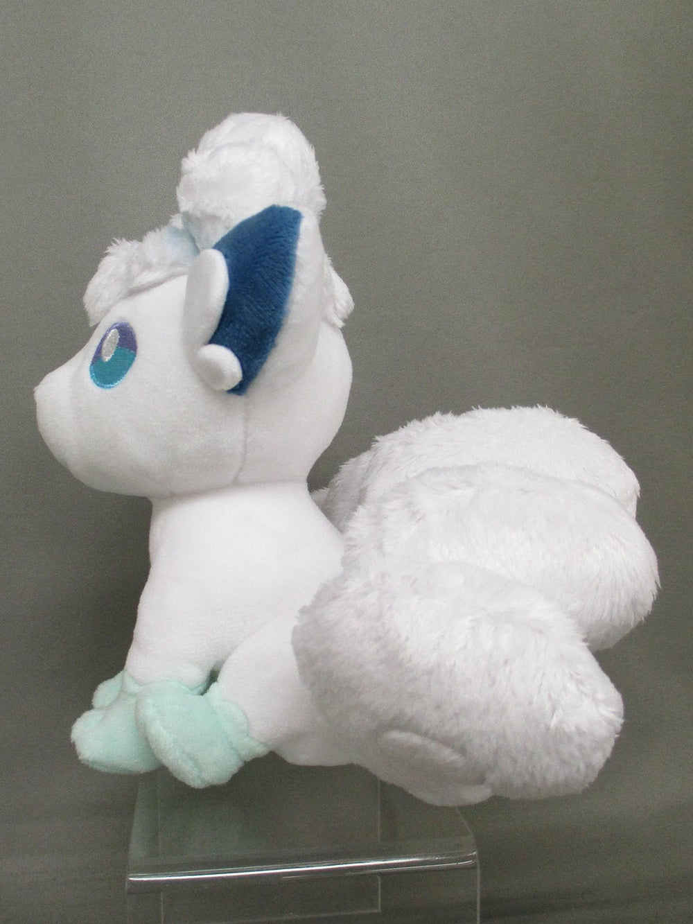 Sanei Alolan Vulpix plush 7-inch front view, display-ready for shelves