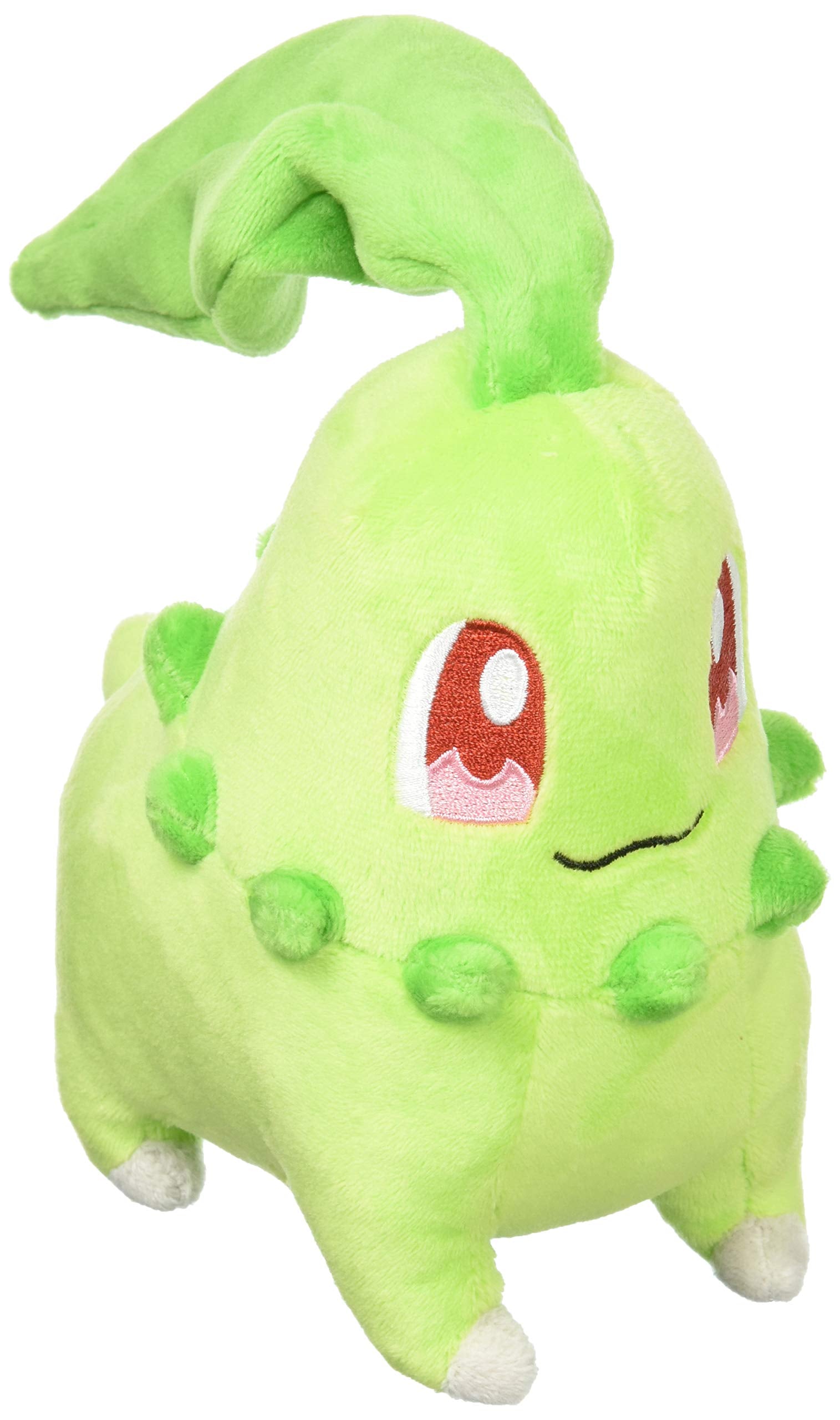 Sanei Chikorita 6-inch plush, a cuddly display piece for fans and collectors.