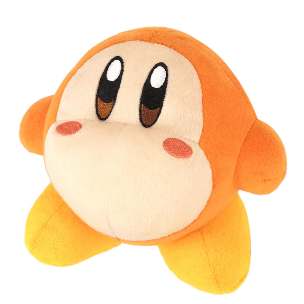 Sanei Kirby Waddle Dee orange face close-up showing soft fabric and friendly expression.