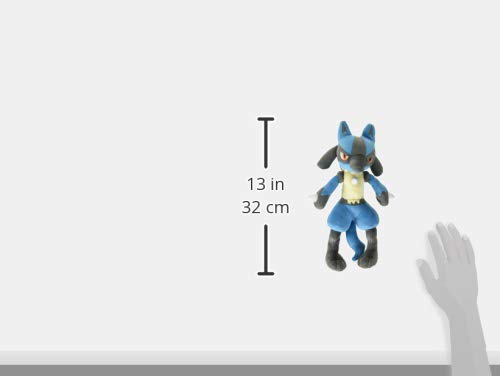 Sanei Lucario All Star 12-inch plush packaging view ideal for unboxing as a gift