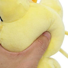 Sanei Meowth plush close-up, detailed eyes and coin charm for collectors.