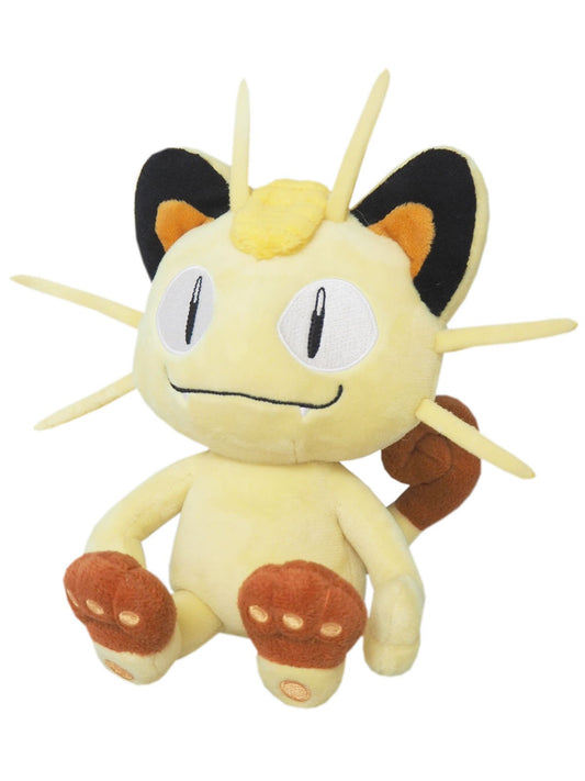 Sanei Meowth plush front view, a collectible cuddle buddy for Pokémon fans.