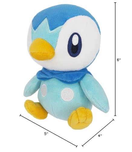 Sanei Piplup plush 6-inch blue top view, shows overall color and shape.