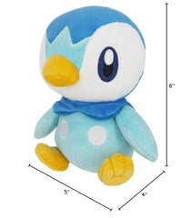 Sanei Piplup plush 6-inch blue top view, shows overall color and shape.