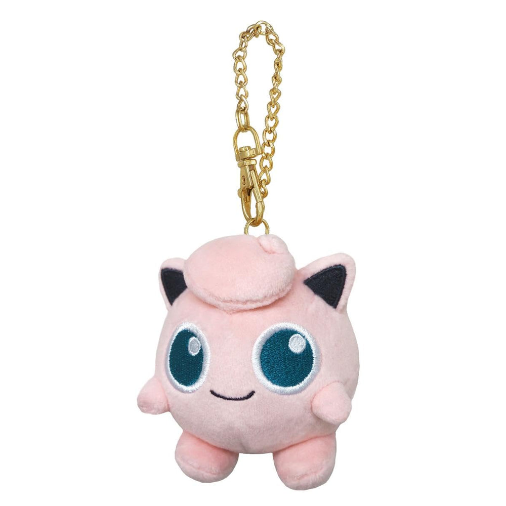Sanei Pokemon All Star Jigglypuff mascot keychain on bag, durable and kid-friendly.