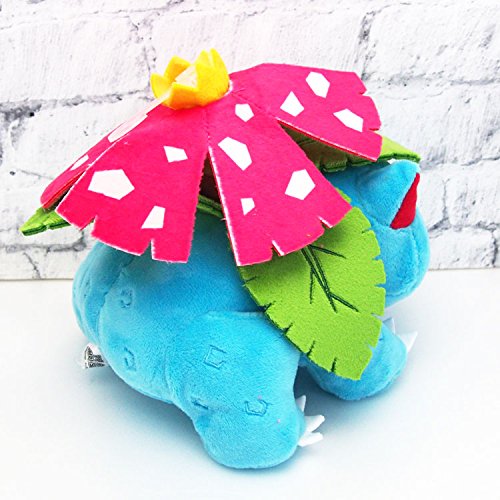 Sanei Venusaur plush side view, ideal as a portable cuddle buddy.