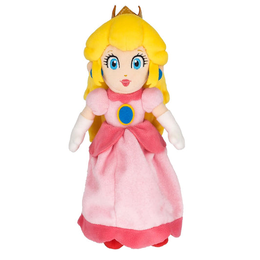 Sanei Princess Peach 10-inch plush side view, ideal for display.
