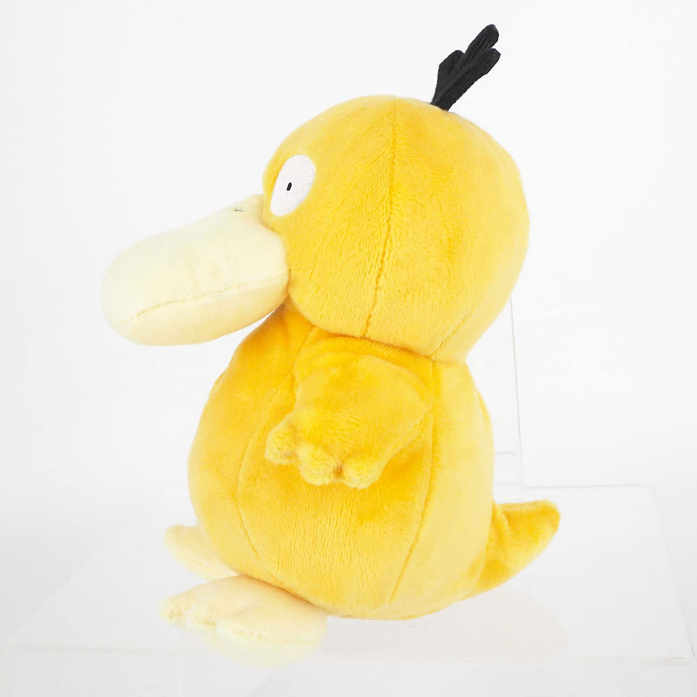 Sanei Psyduck plush side view, ideal for shelf display.