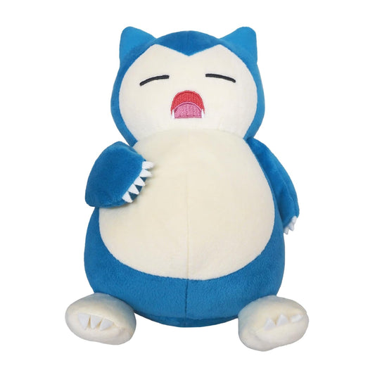 Sanei Snorlax plush side view, a soft collectible companion.