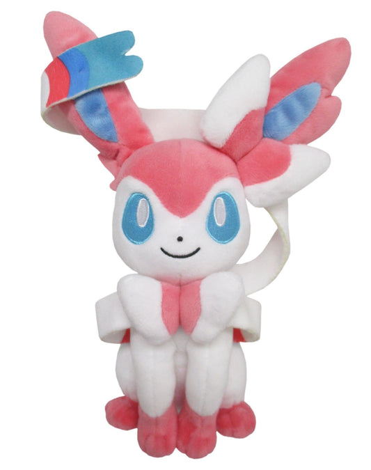 Sanei Sylveon plush face detail with vibrant colors for display or imaginative play.