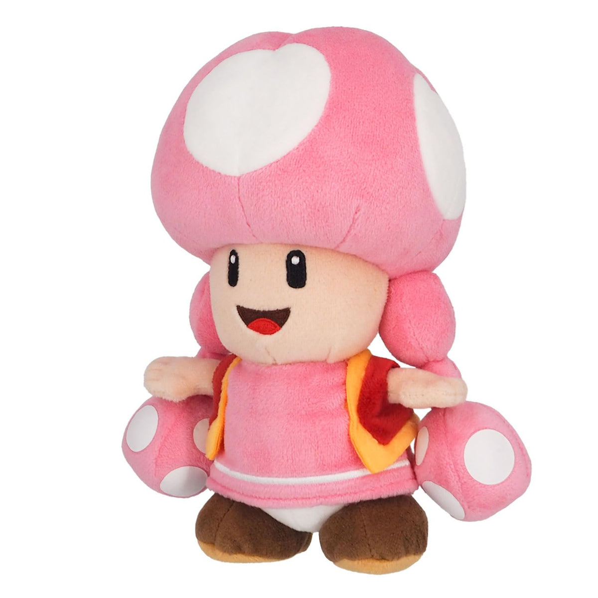 Sanei Toadette plush face close-up with bright colors for collectors