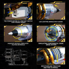SANGQAOFU jet engine model kit lights on demonstrating power during run