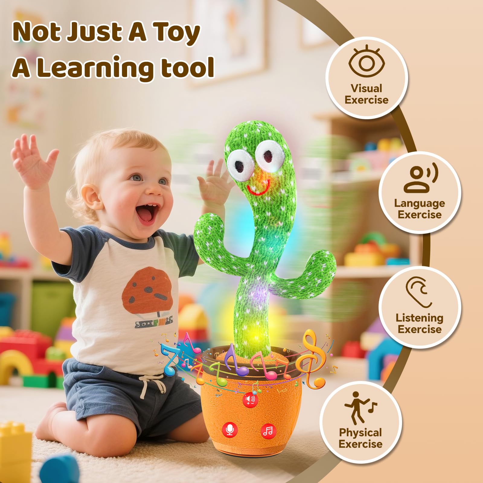 SANJOIN Cactus singing baby toy provides cheerful tunes for playtime