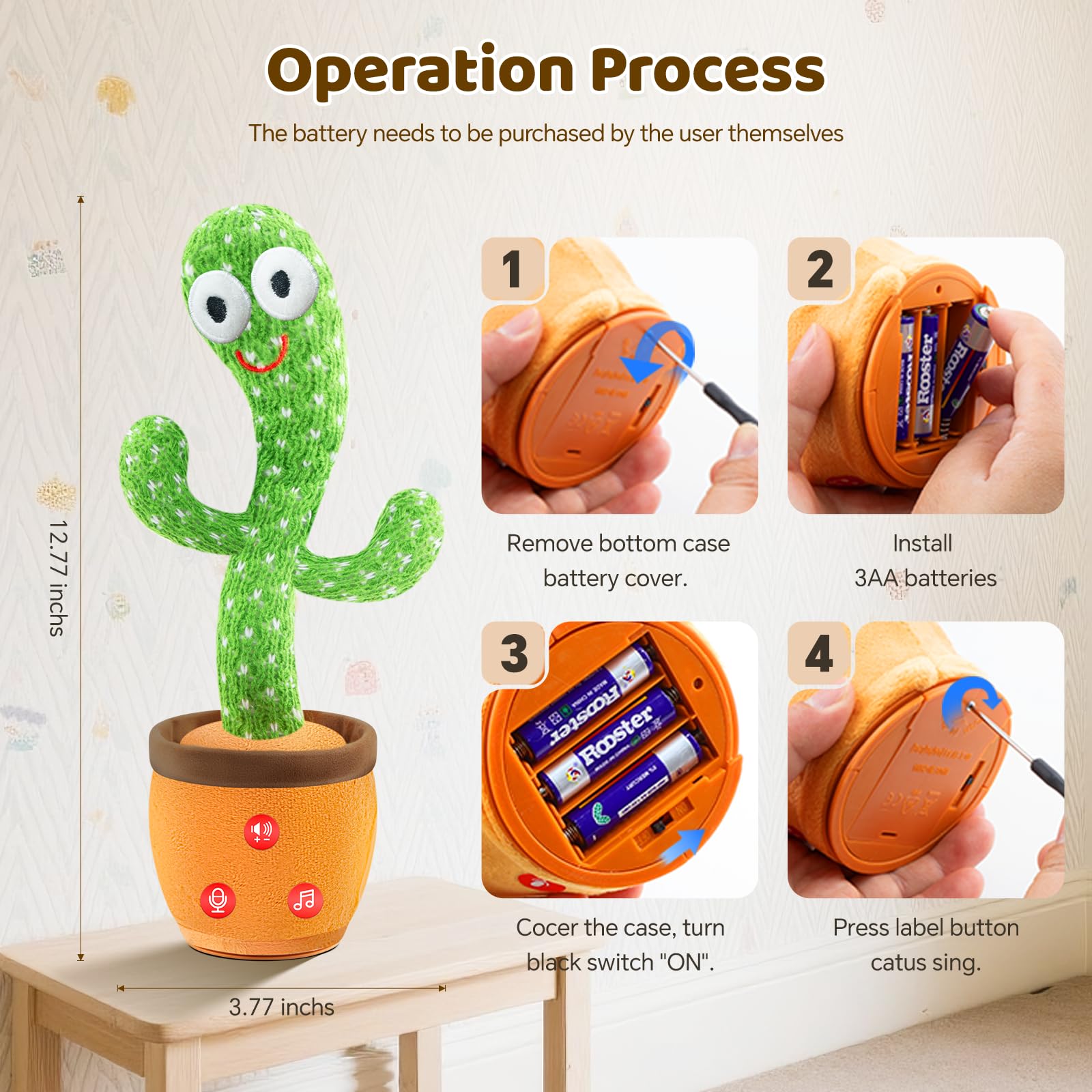 SANJOIN Cactus tummy time design encourages active play and reach