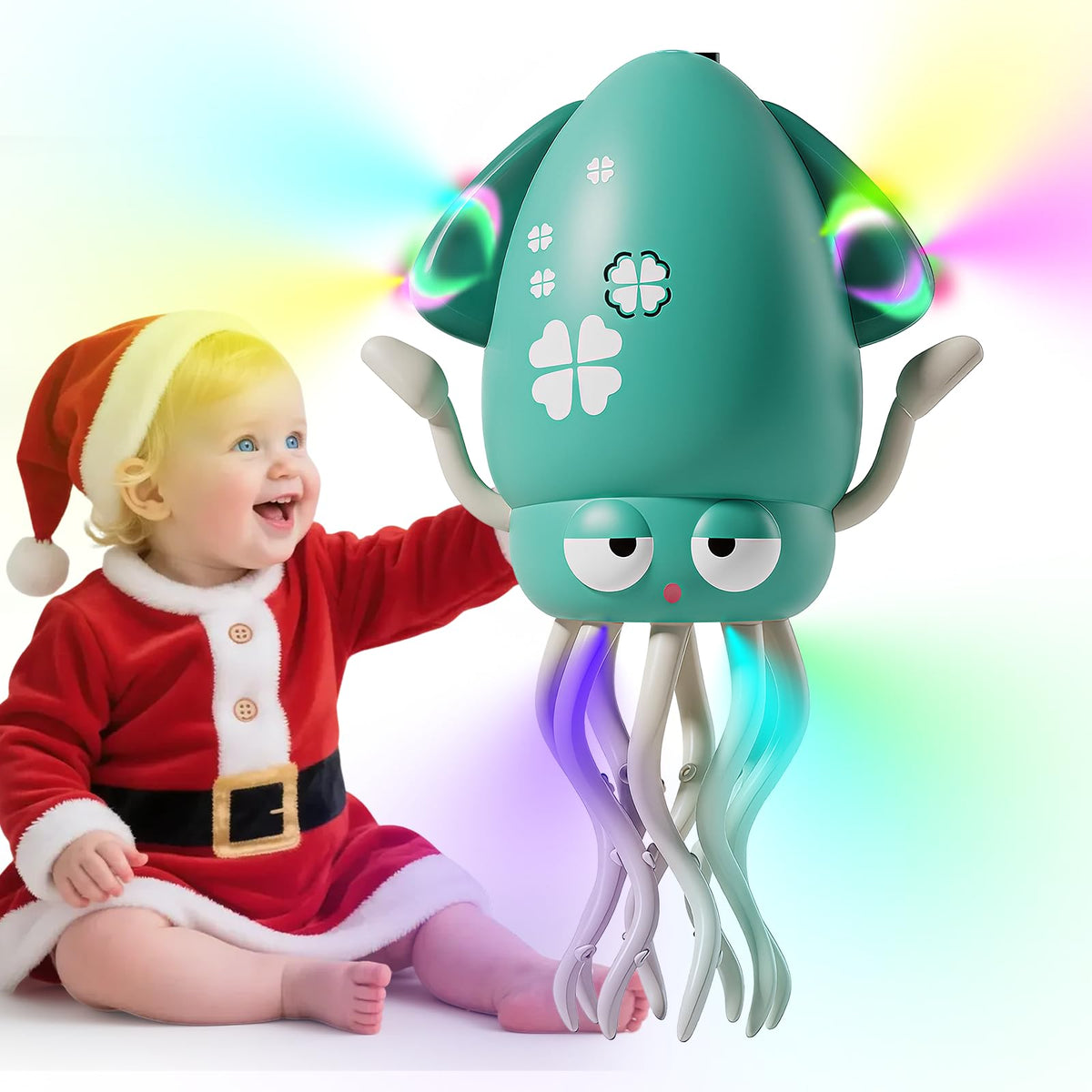 SANJOIN Dancing Octopus toy with lights and music sparks curiosity during tummy time