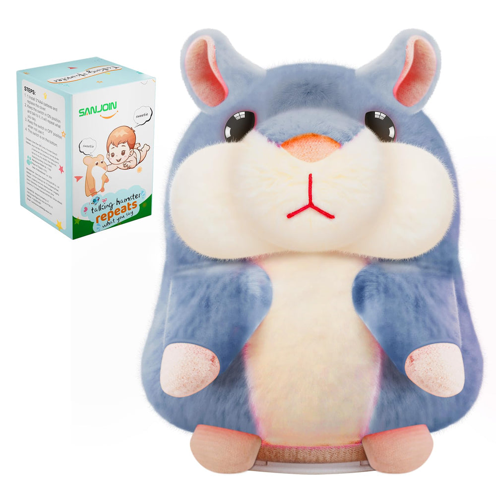 SANJOIN talking hamster gray plush toy for interactive play and learning.