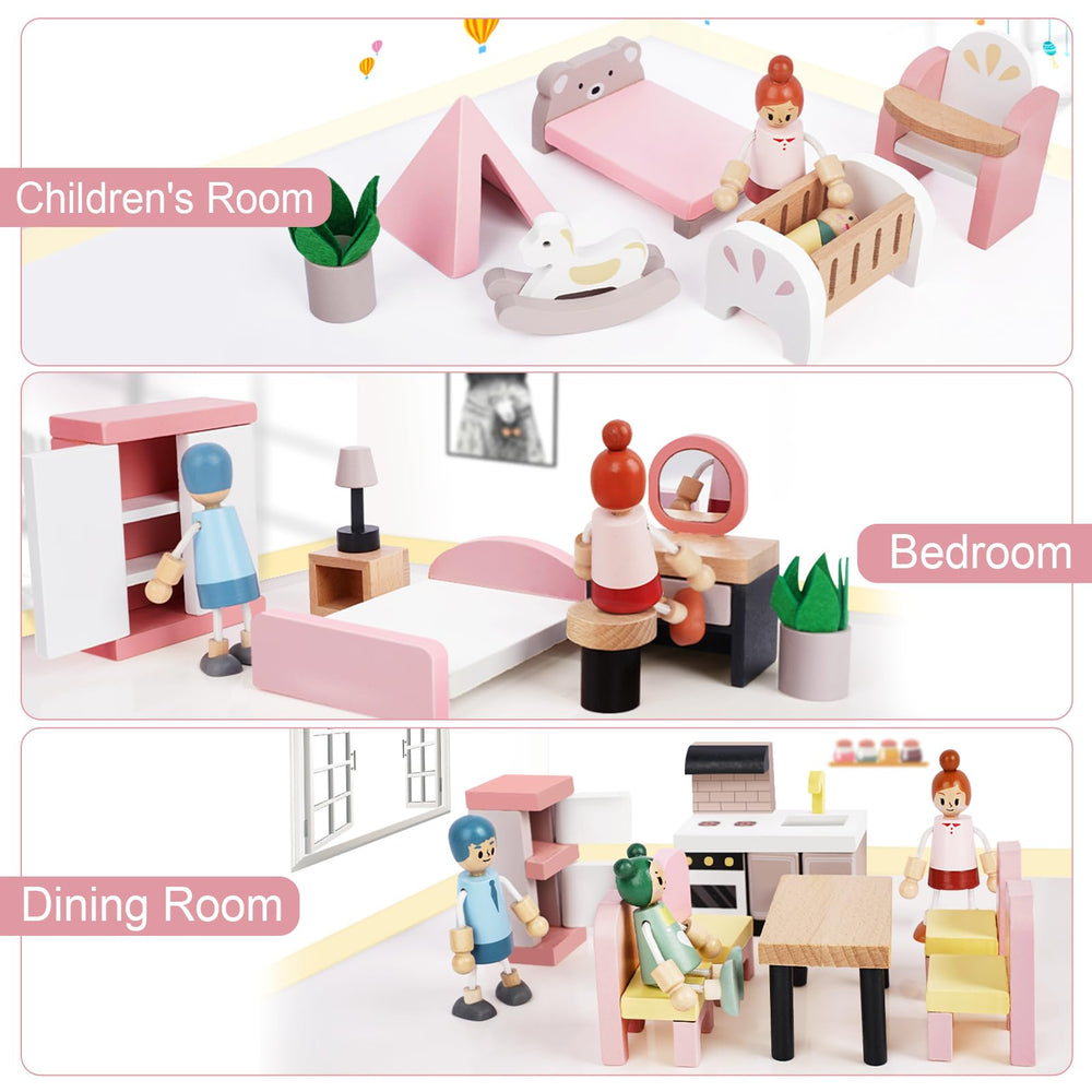 Sanlebi bathroom set with toilet lid opens for realistic routines.
