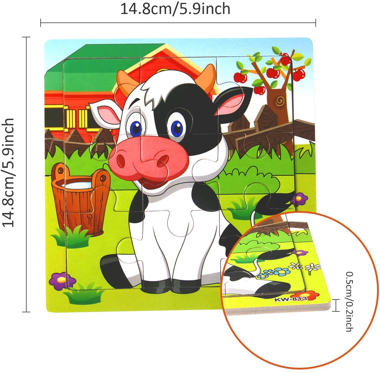 Bright animal colors engage toddlers during puzzle time with clear shapes
