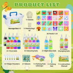 Santreetoy DIY gel pets 3D molds setup for immersive science-inspired creativity.