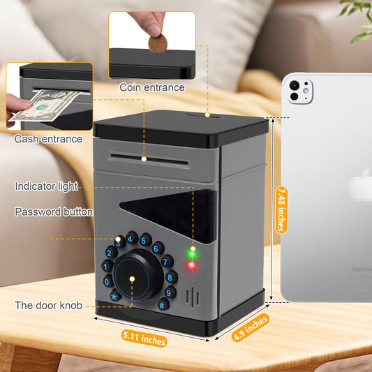 Saquuiui Boy Piggy Bank coin entry slot captures real money deposits