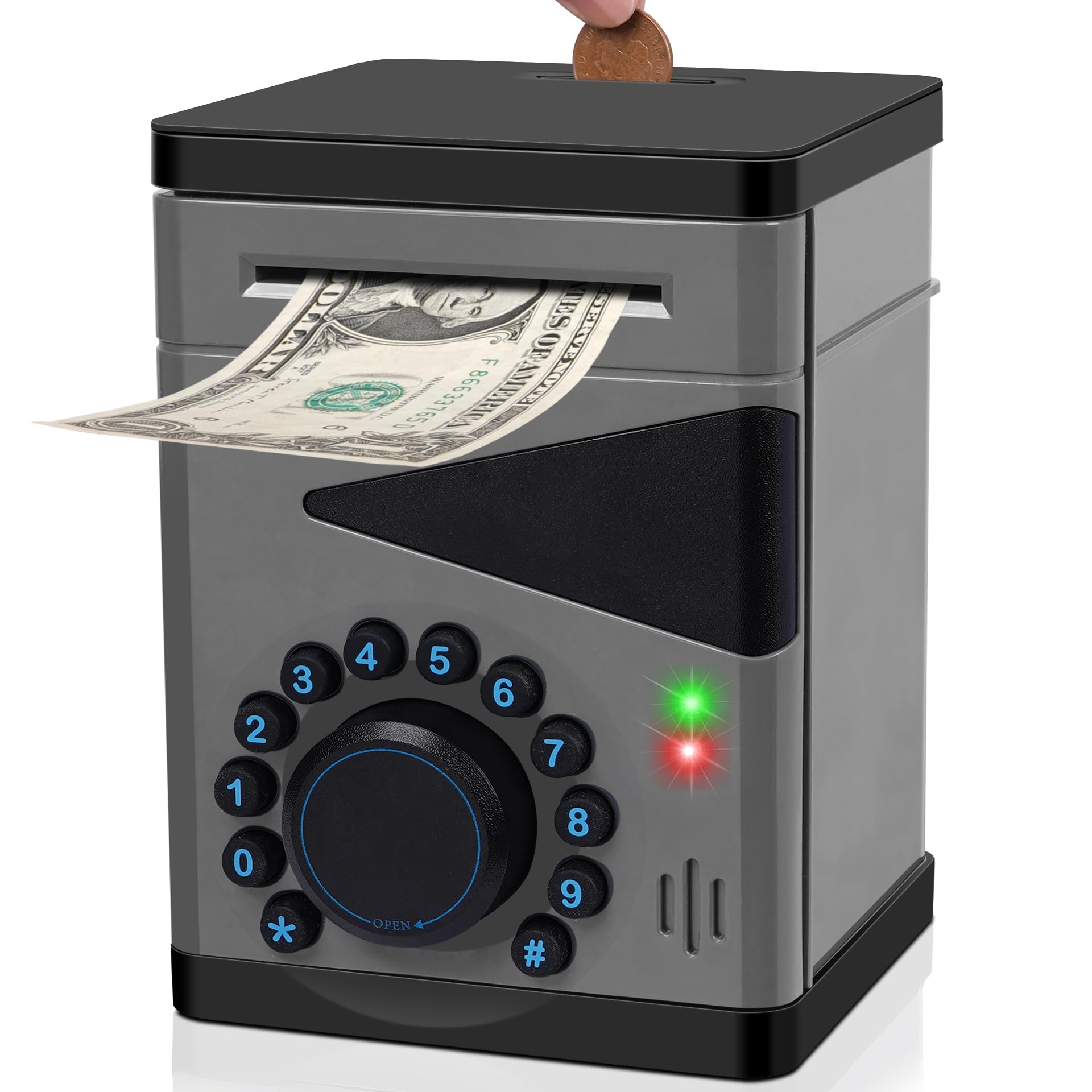 Saquuiui Boy Piggy Bank with interactive lights for engaging saving sessions