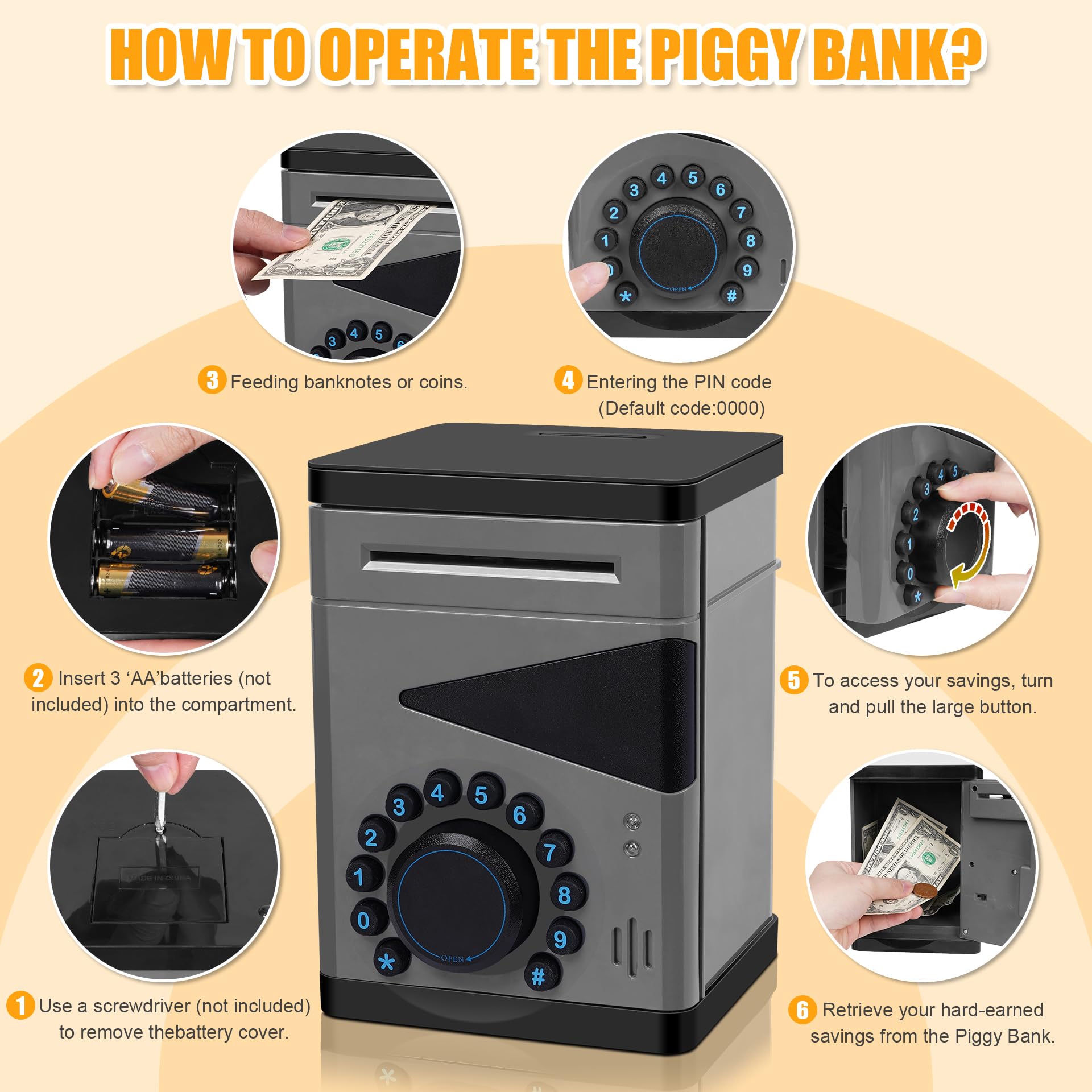 Saquuiui Piggy Bank made of ABS for safe, durable use