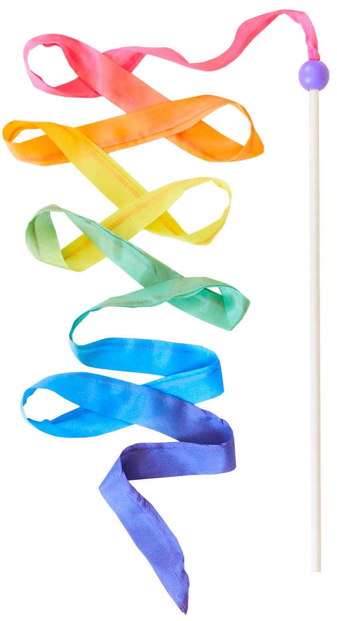 Sarah's Silks Rainbow Streamer 8ft Long in action for active play