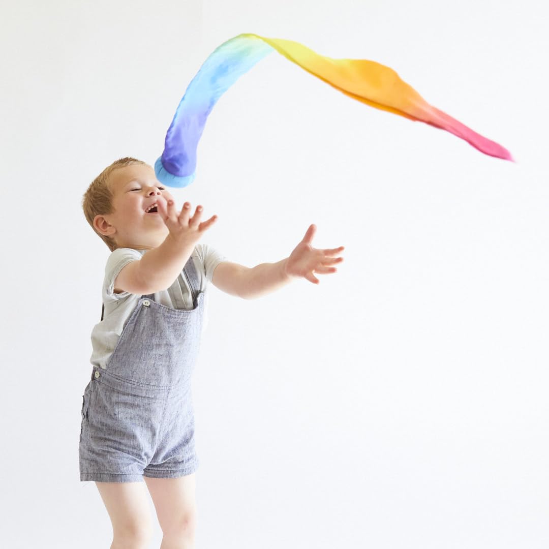 Color learning with Sarah's Silks Skytail Blue Rainbow Comet.