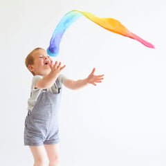 Color learning with Sarah's Silks Skytail Blue Rainbow Comet.