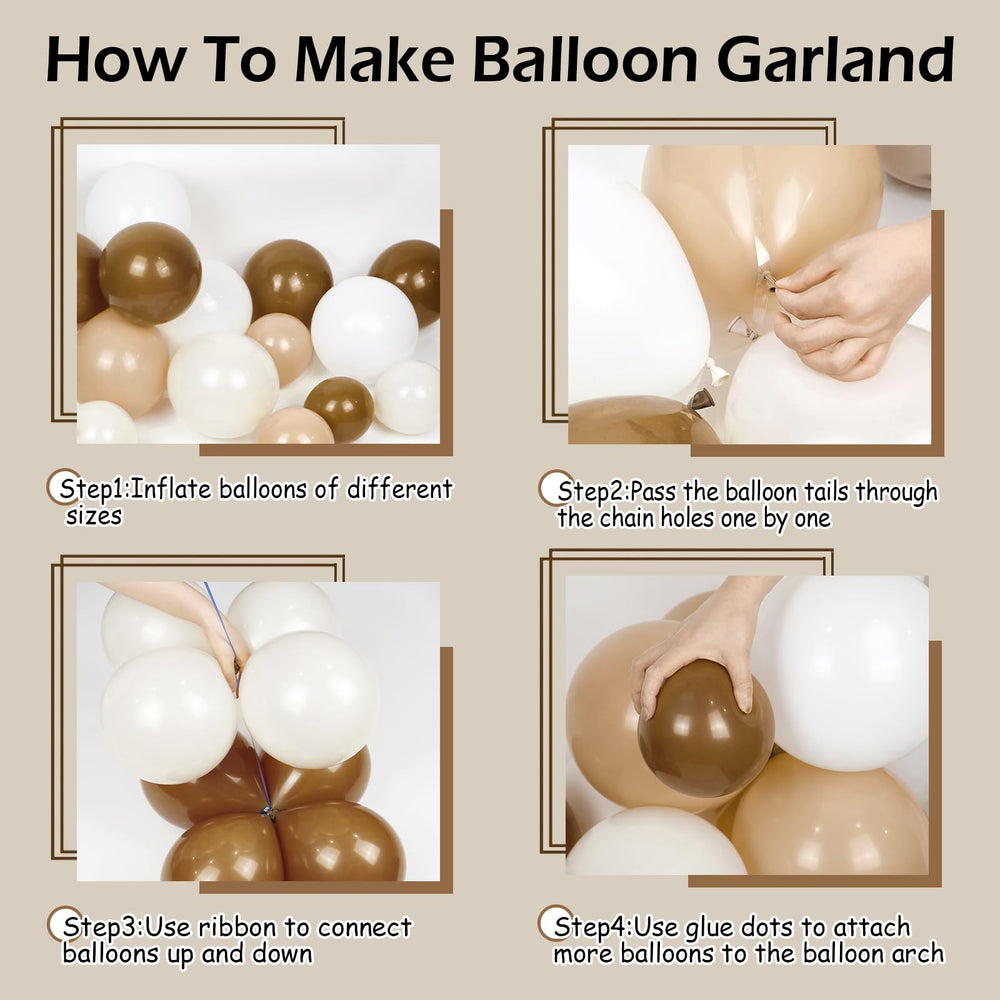 Saratimtou neutral balloon arch kit sand white balloons for soft photo-friendly contrast.