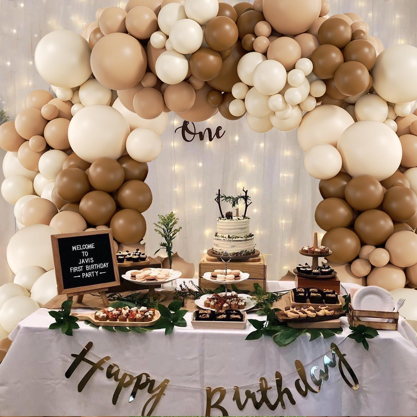 Saratimtou neutral balloon arch kit decorative strip to tie the design together.