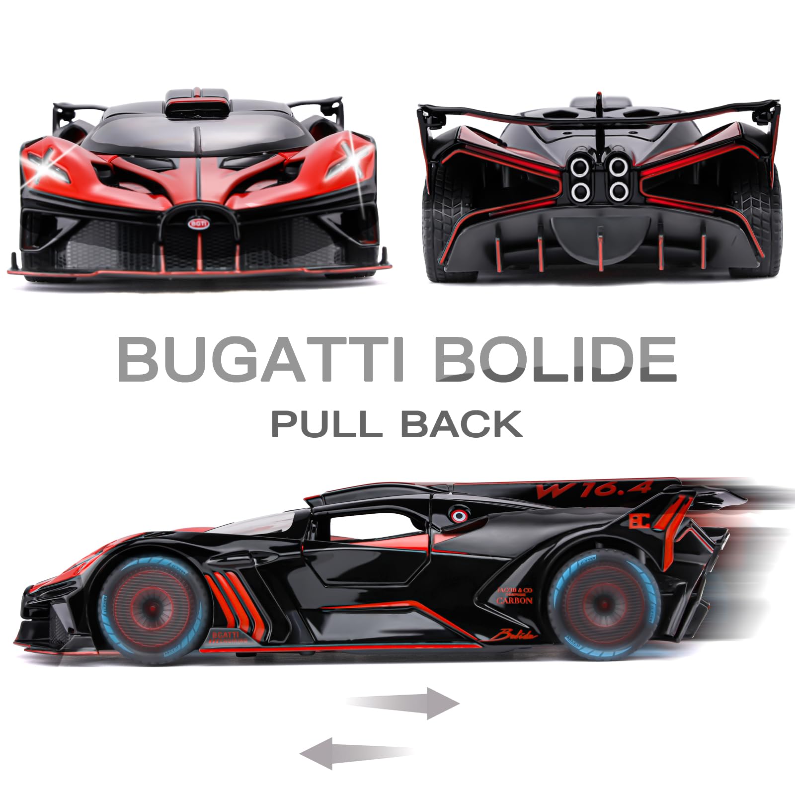 SASBSC Bugatti Bolide bright headlights enhance night display