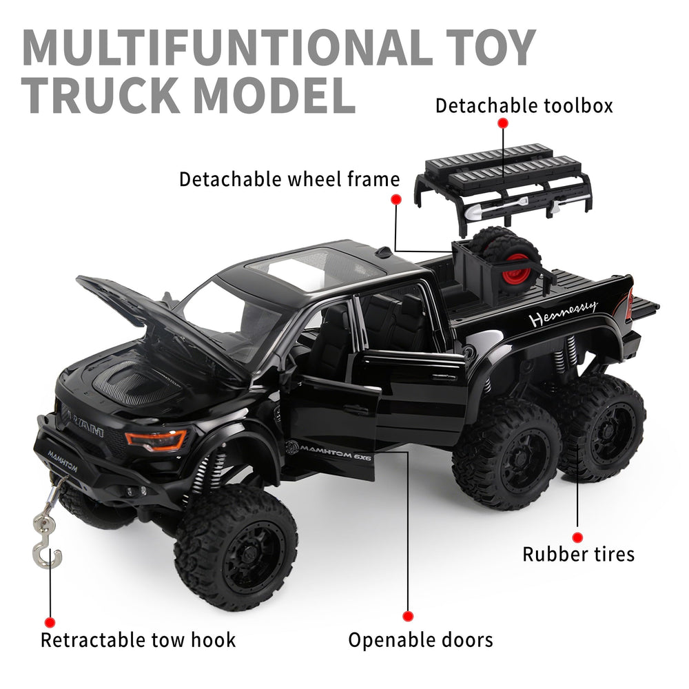 SASBSC diecast metal body provides sturdy, long-lasting toy truck play.