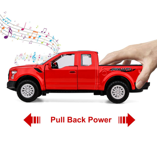 SASBSC F150 toy truck side view in red with detailed exterior.