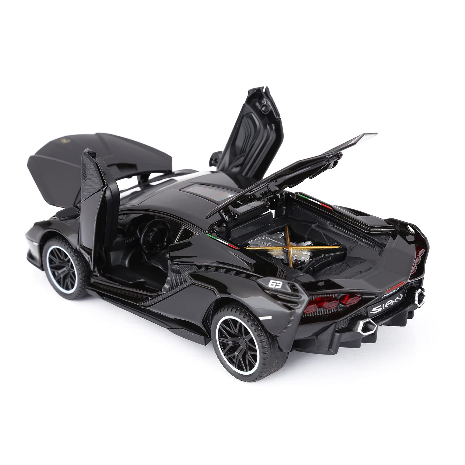 SASBSC Lamb diecast toy car rear view highlights detailed styling for display and pretend journeys.