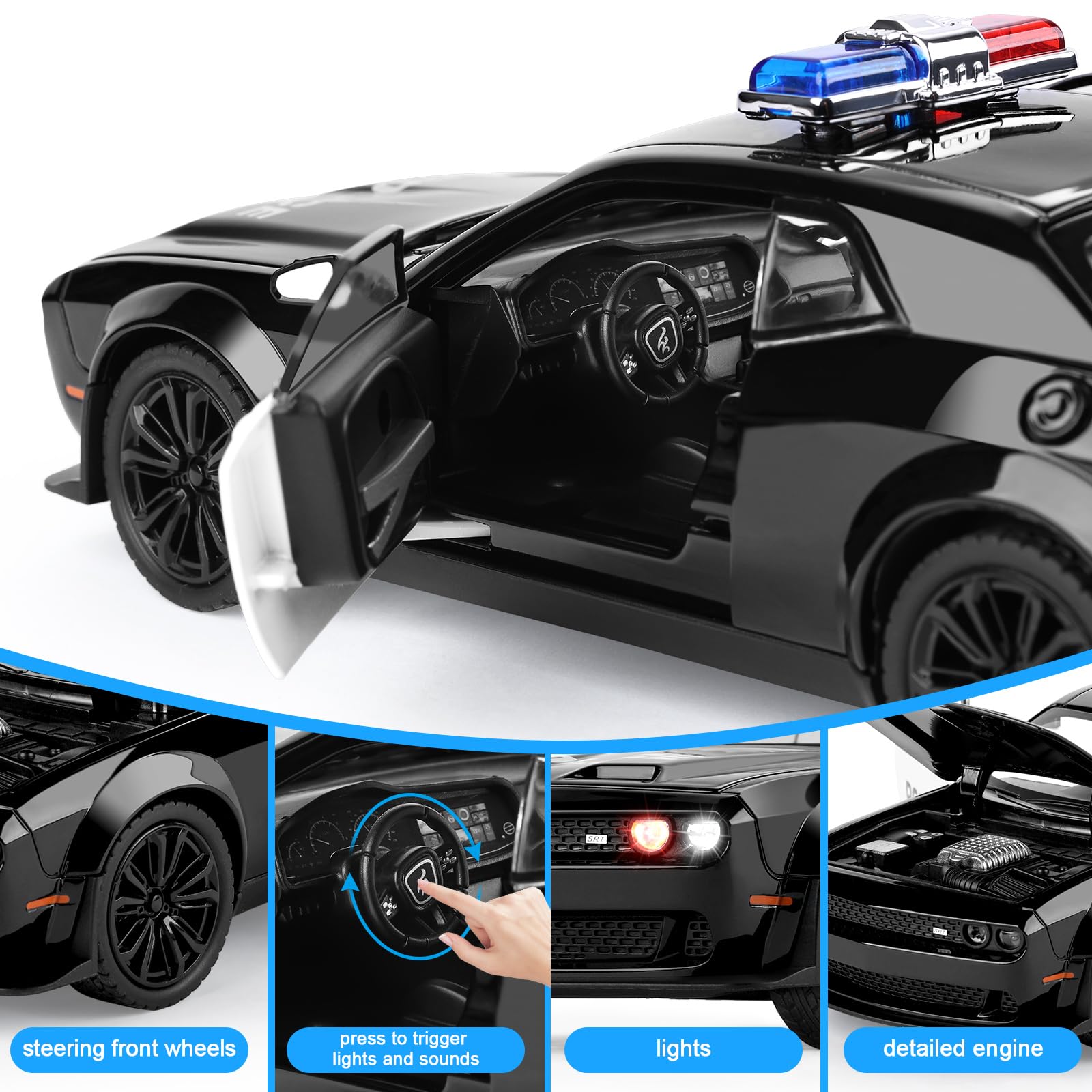 SASBSC police car 1/22-scale diecast compact size for collectors