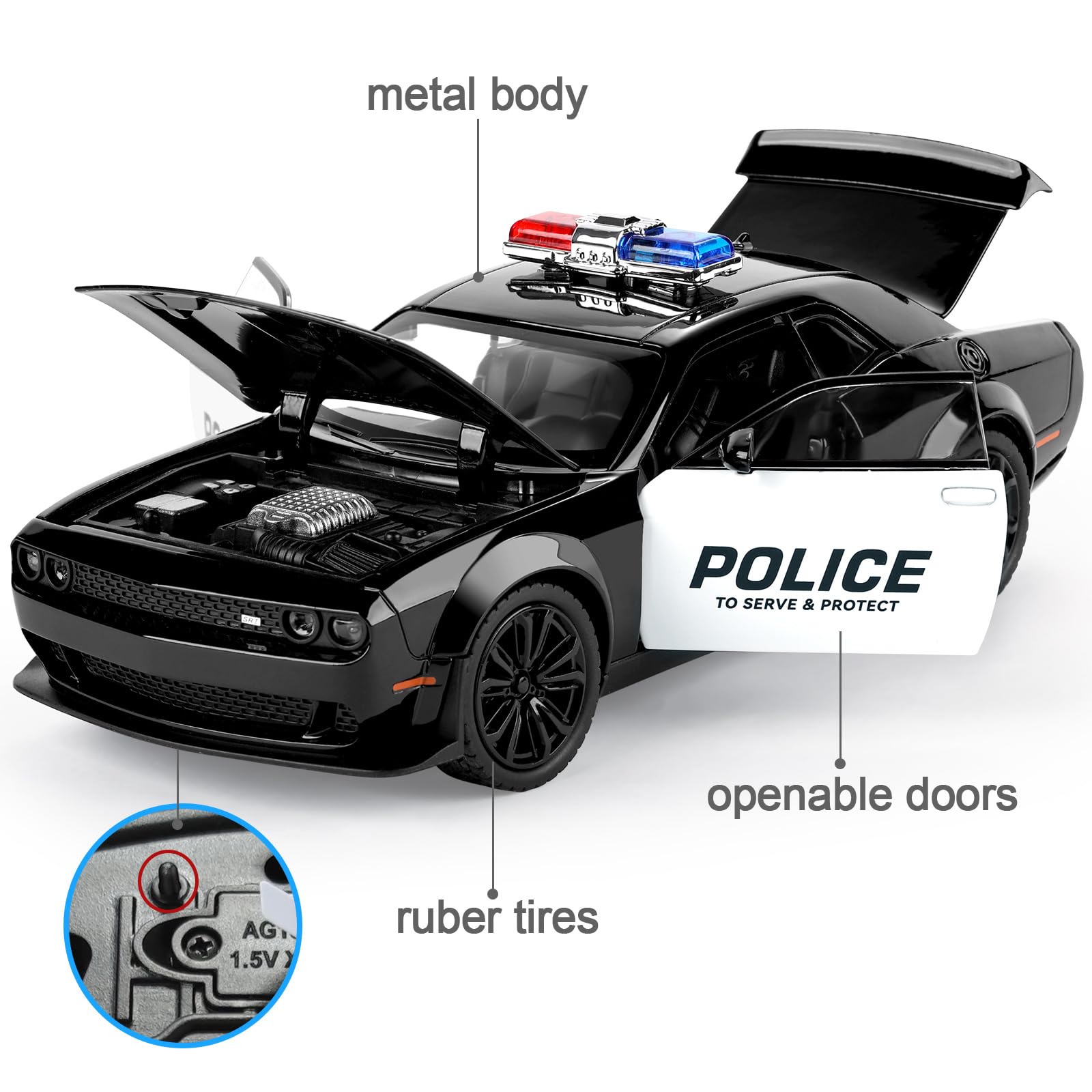 SASBSC police car diecast metal body built for durability and long-term display