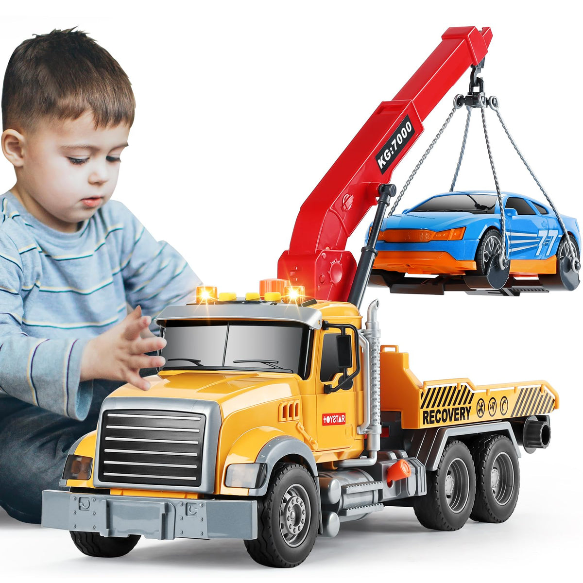 SASBSC big tow truck front view shows durable ABS plastic for rugged play.