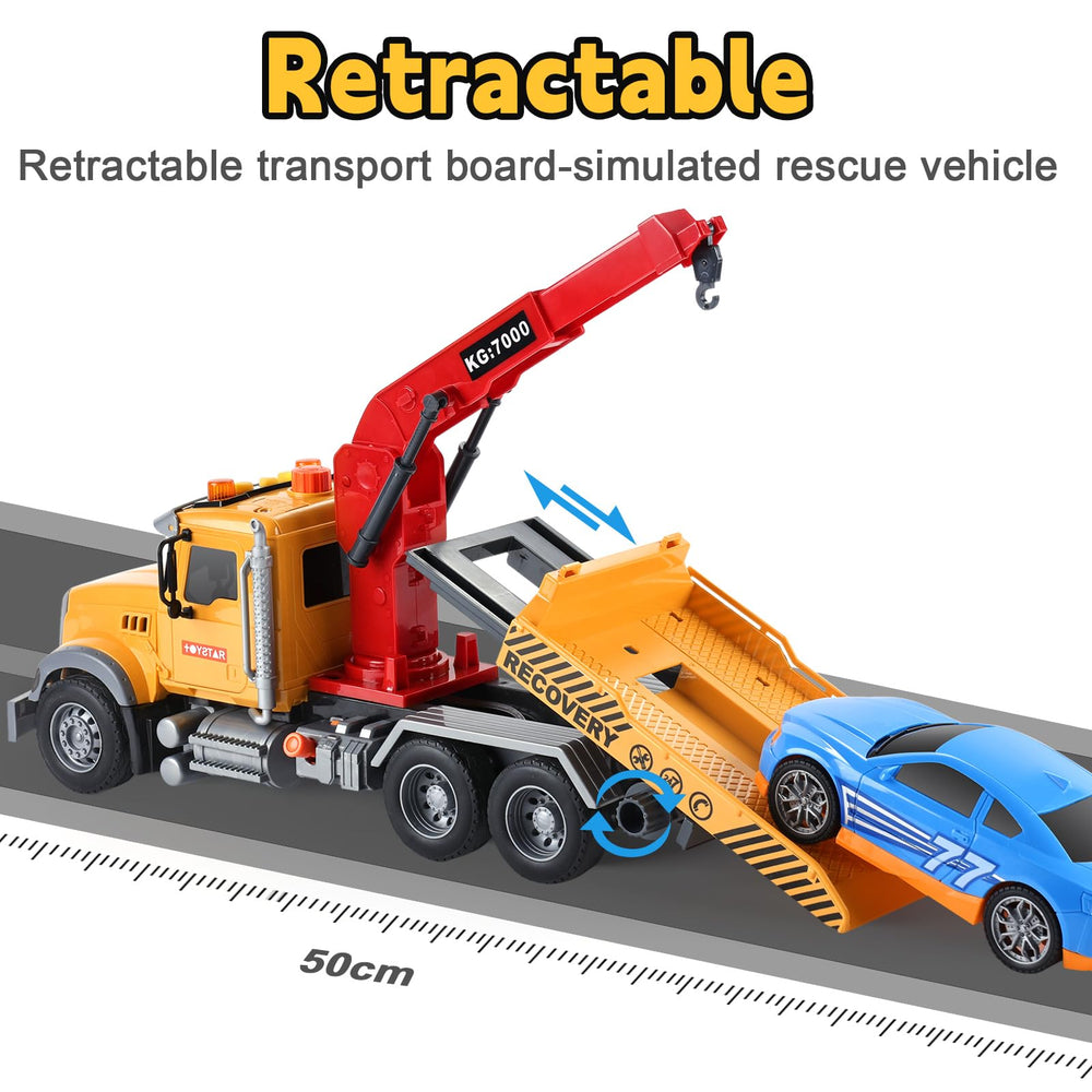 SASBSC big tow truck crane-side view emphasizes adjustable crane features.