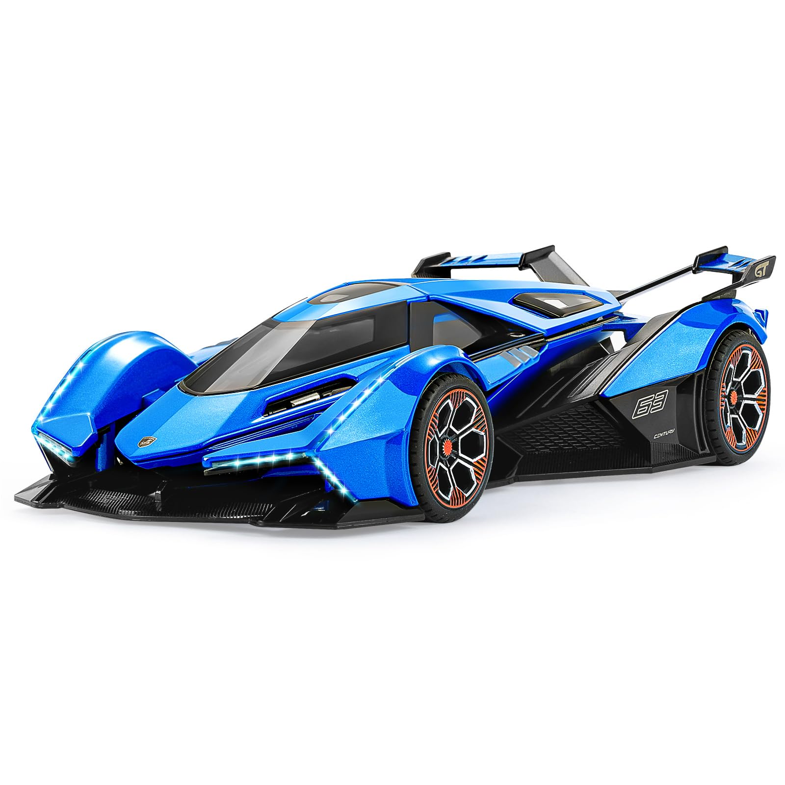 SASBSC V12 diecast race car body shows durable metal construction for long-lasting play.