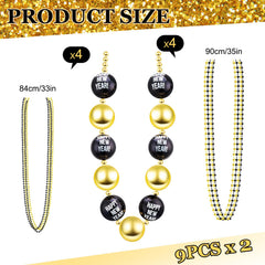 Sasylvia 35-inch black and gold bead necklace, ideal as party favors
