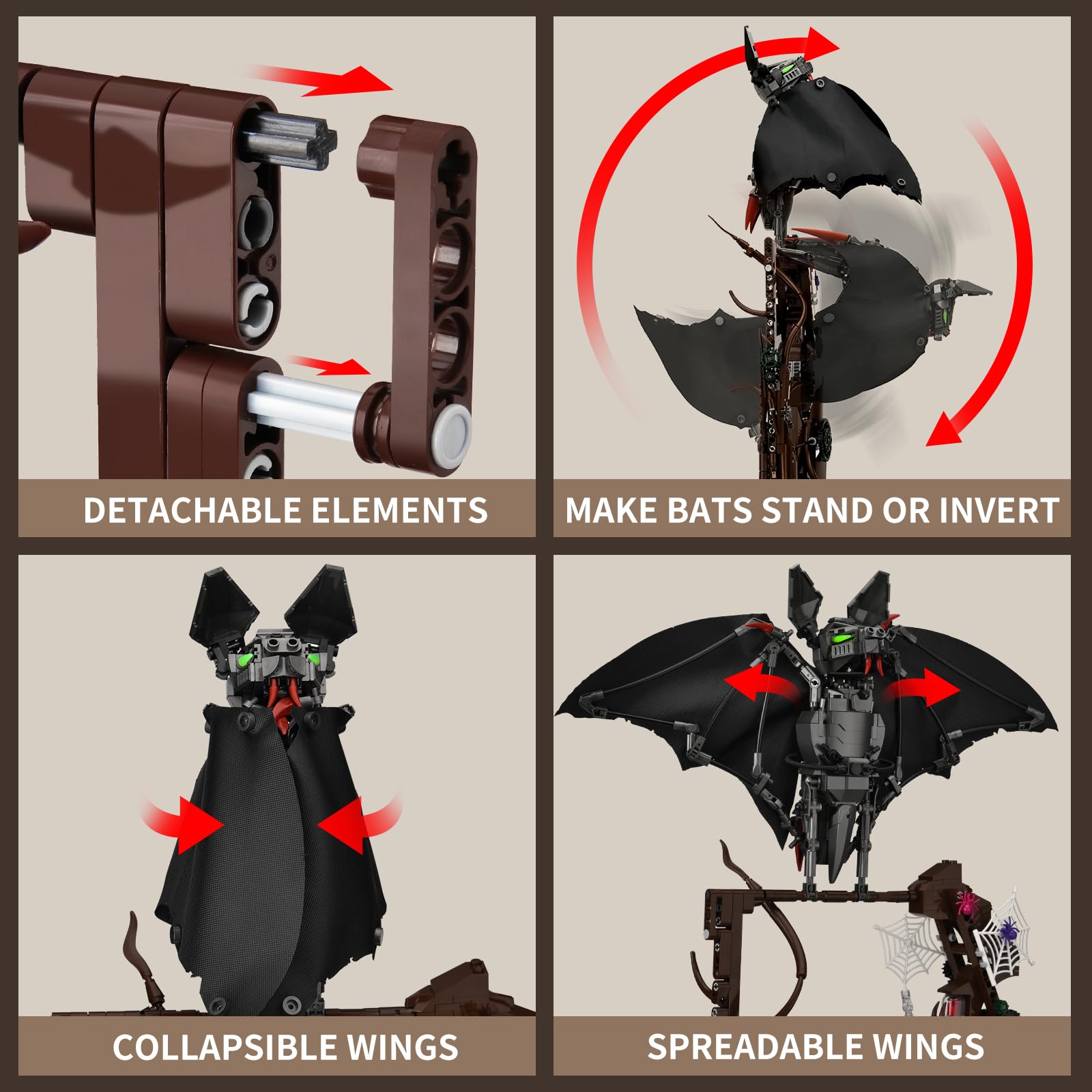 SATHIBI bat-display-stand enables easy mounting as a dramatic home or office accent.