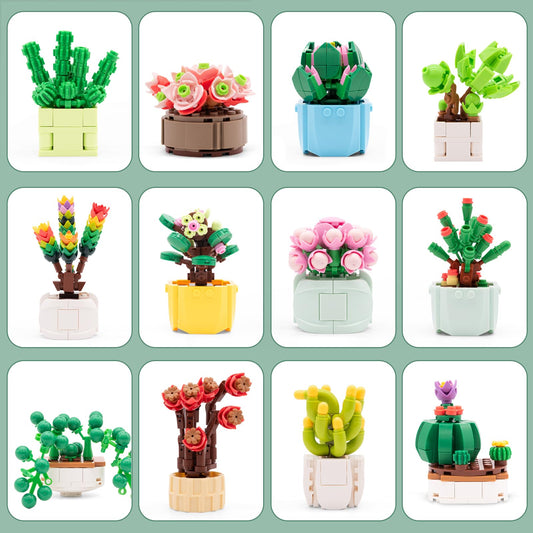 SATHIBI botanical building blocks with clear instructions promote easy, creative assembly.