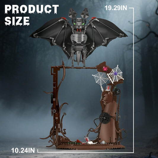 SATHIBI mechanical-bat-exoskeleton reveals intricate gears for a sci-fi themed display.