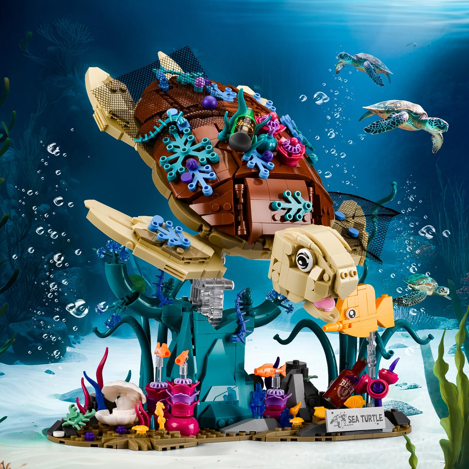 SATHIBI ocean coral and fish decor highlights vibrant underwater textures.